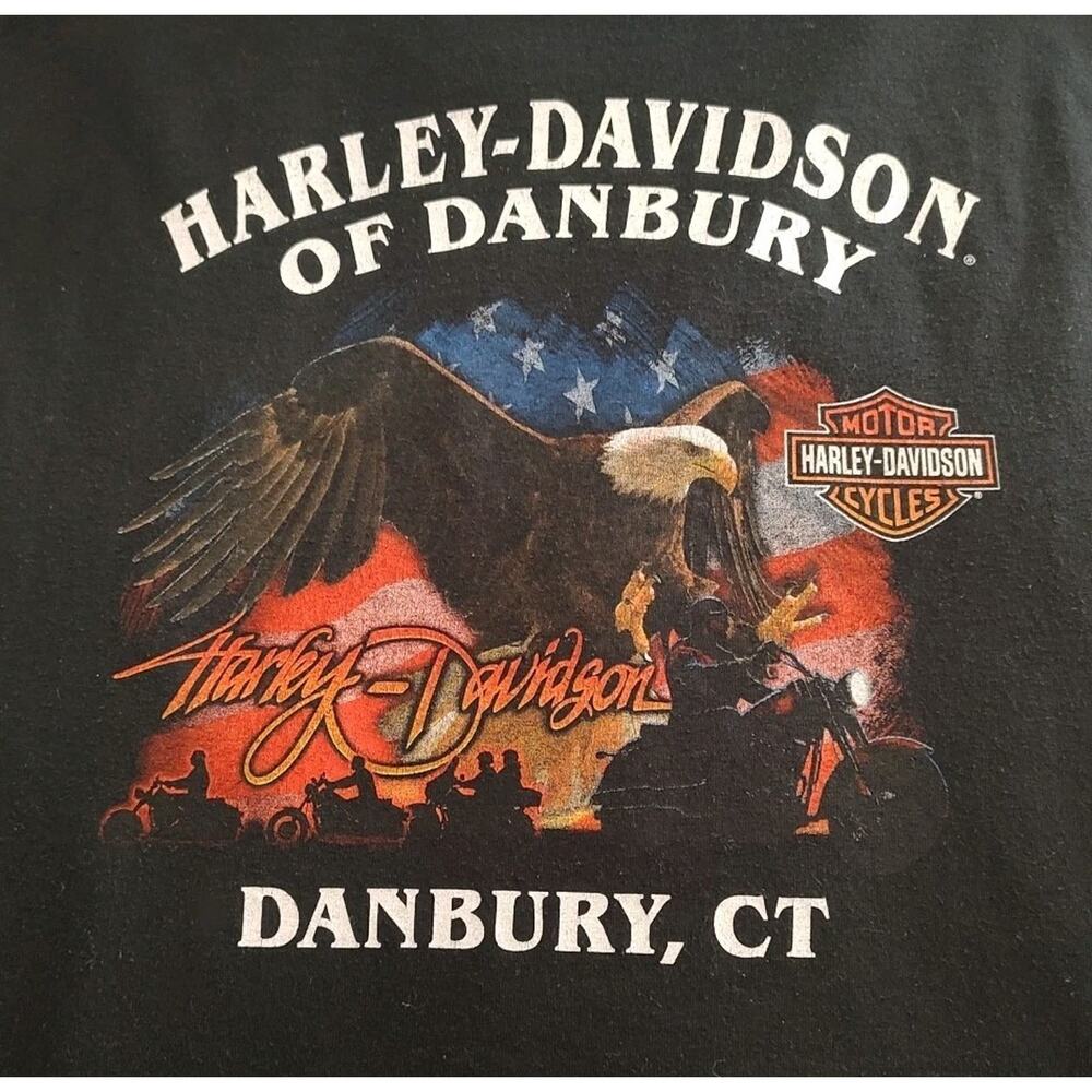 Men's Harley Davidson 2022 Danbury CT. Black Short Sleeve Shirt - XLarge